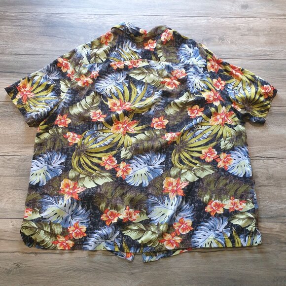 Hawaiian Floral Button Up Shirt Men Tropical Print George Size 2XL Short Sleeve - Picture 5 of 6
